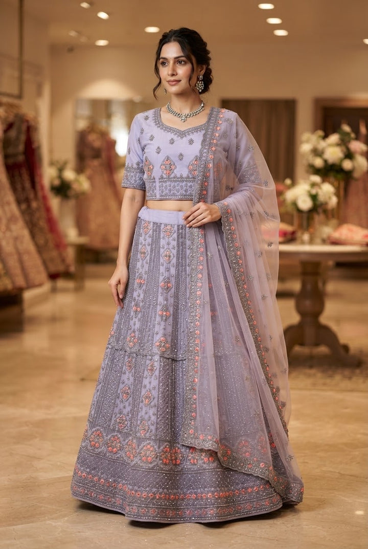 Shagun Lilac Lehenga (Unstitched)| Inaayat by Divya Taimni