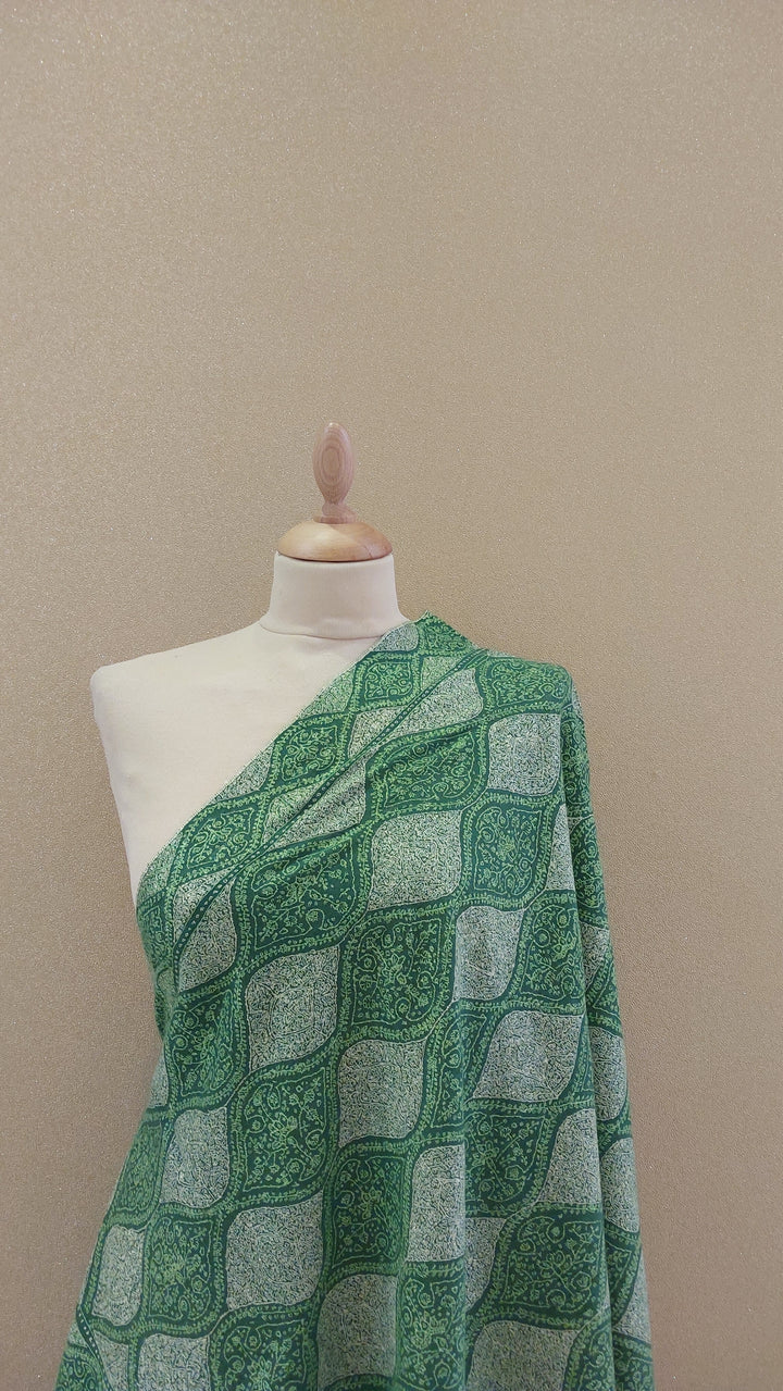 Green-on-Green Pashmina Shawl |AAMIR