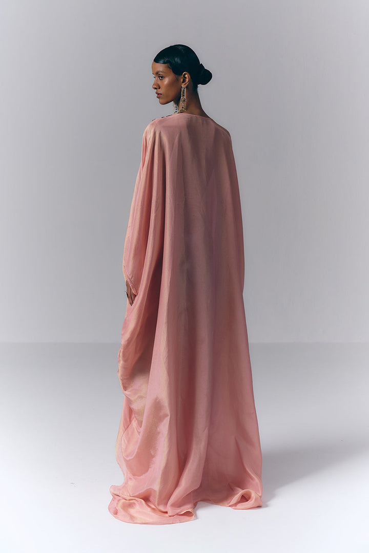 Pink Embroidered Draped Kaftan|VARUN BAHL