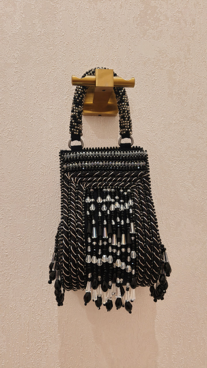 Handmade Black & Silver Embellished Potli Bag|Al Falah