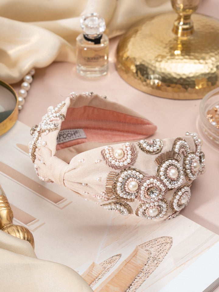 Valerie Nude Hand Embroidered Headband| Joey & Pooh