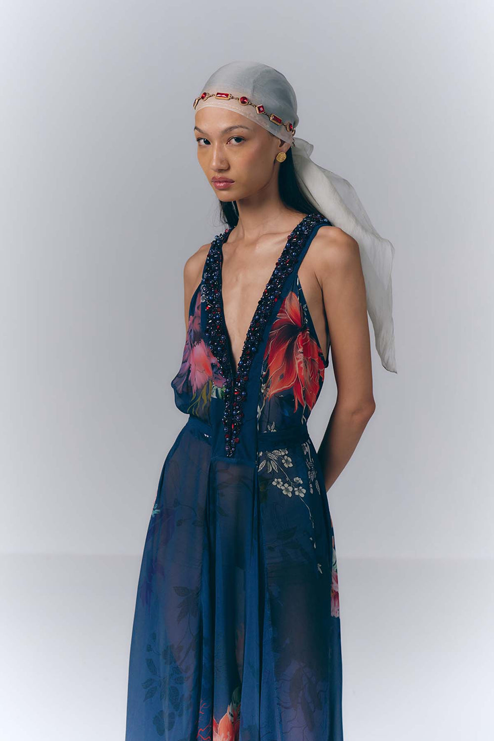 Midnight Floral Dress|VARUN BAHL