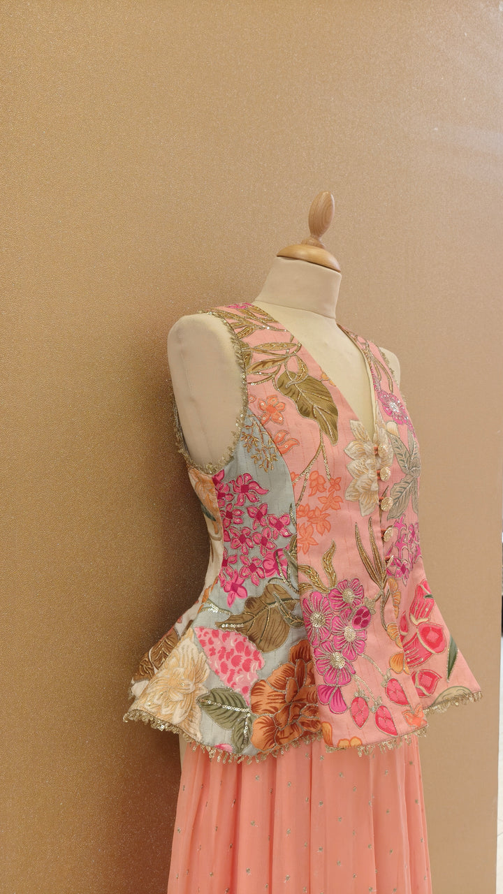 Pastel Floral Peplum Top & Balloon Pants Set| Private Collection