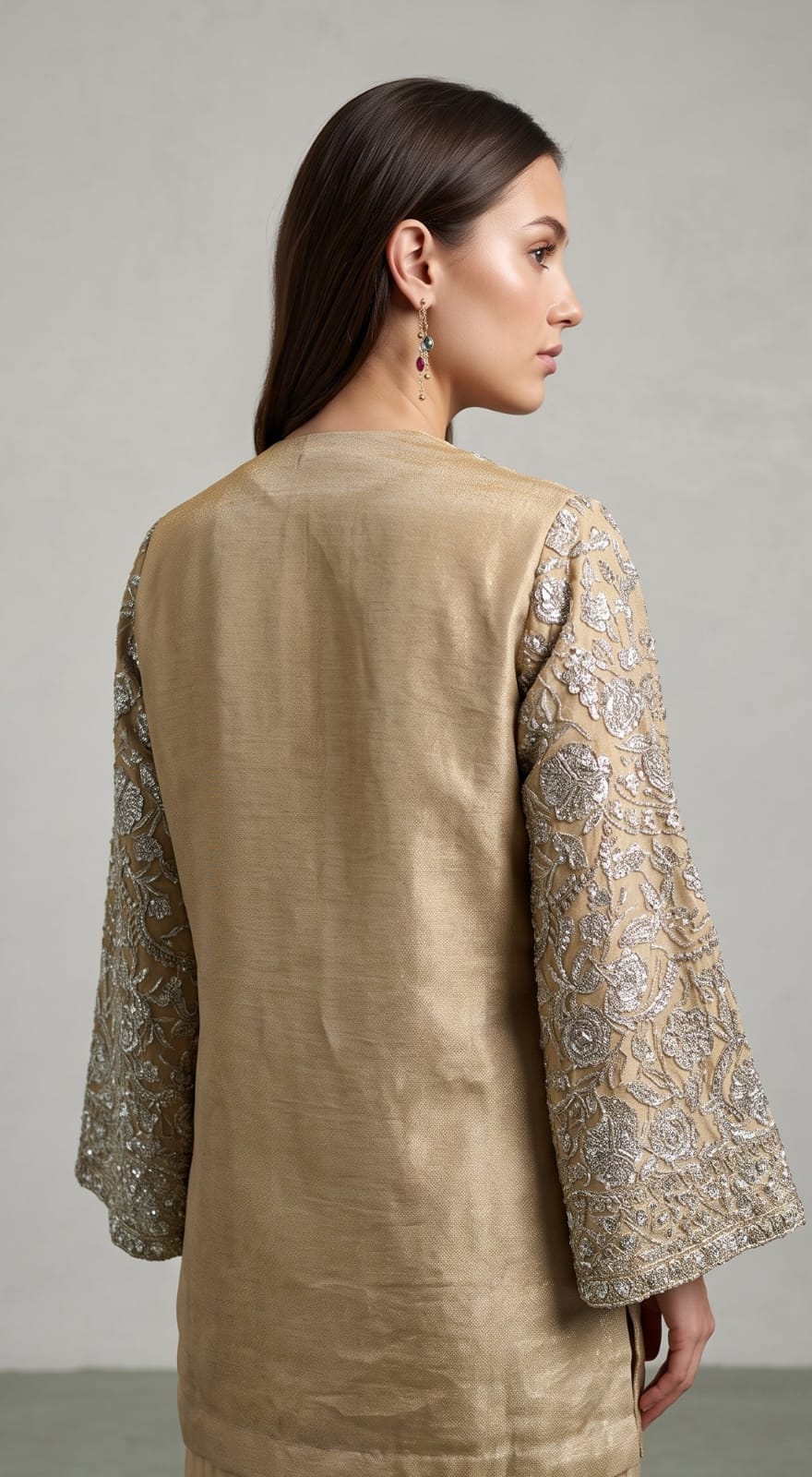 Taupe Embroidered Kurta Set with Dupatta |Basanti Kapde Aur Koffee