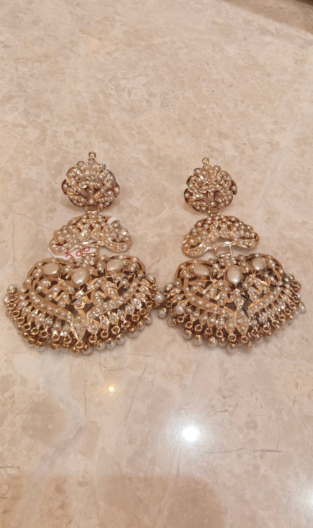 Pearl Embellished Statement Chandbali Earrings|Vivinia by Vidhi Mehra