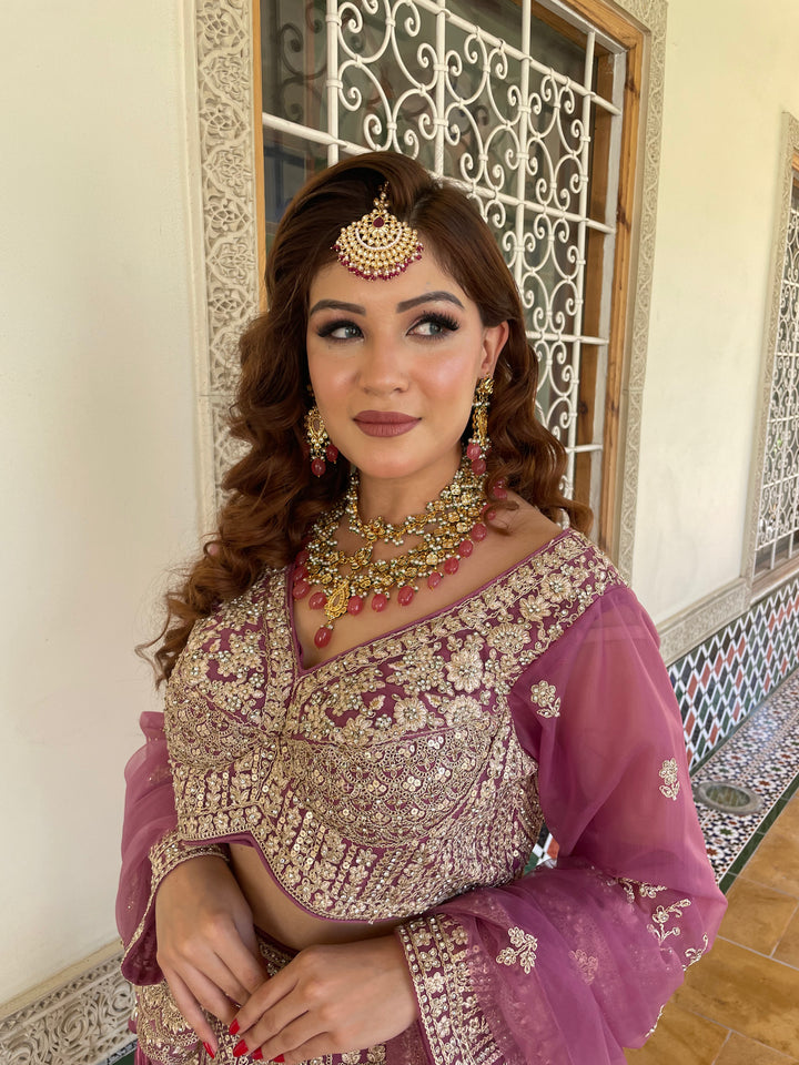 Shagun Purple and Silver Mirror-work Lehenga Set | Inaayat by Divya Taimni