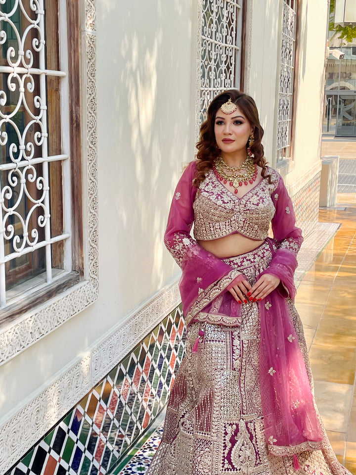 Shagun Purple and Silver Mirror-work Lehenga Set | Inaayat by Divya Taimni