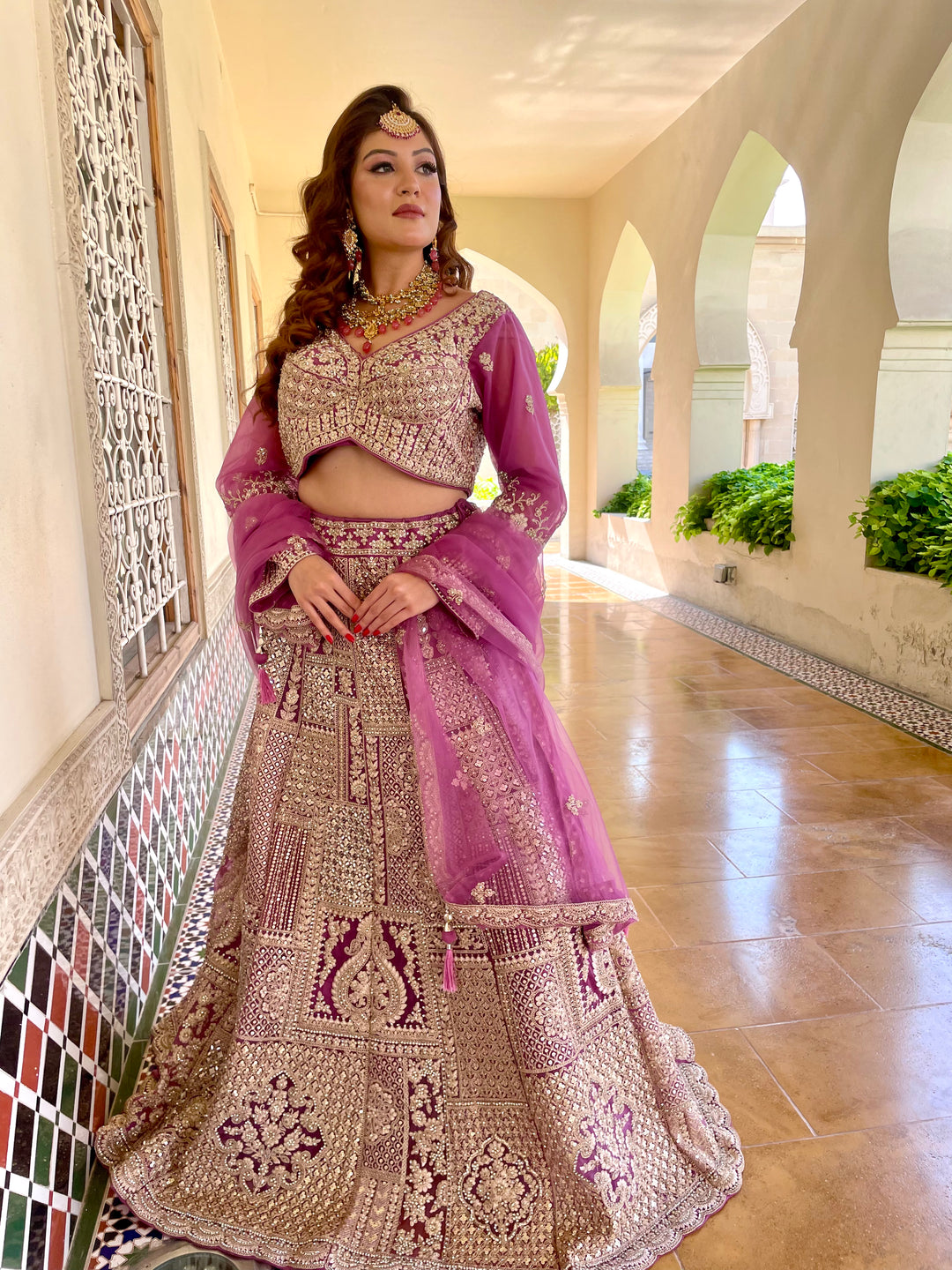 Shagun Purple and Silver Mirror-work Lehenga Set | Inaayat by Divya Taimni
