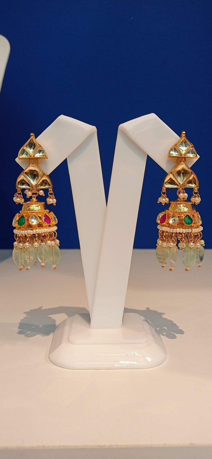 Kavya Double-Strand Kundan Polki Diamond, Ruby Red and Jade Green Necklace and Earrings Set|Inaayat by Divya Taimni