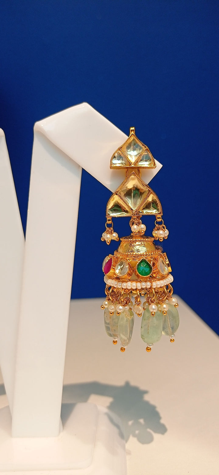 Kavya Double-Strand Kundan Polki Diamond, Ruby Red and Jade Green Necklace and Earrings Set|Inaayat by Divya Taimni