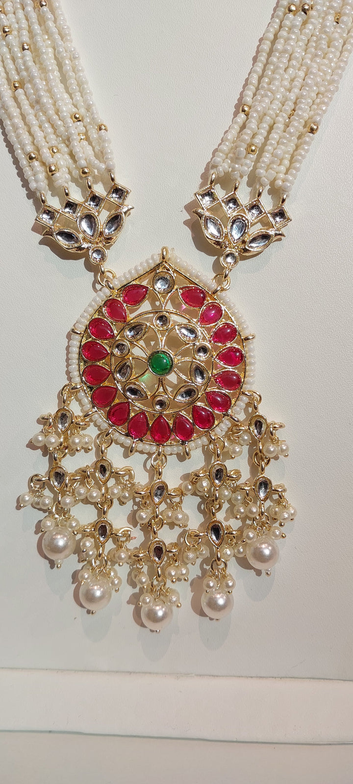 Reena Rice Pearl Kundan Pendant Necklace and Jhumka Set|Inaayat by Divya Taimni