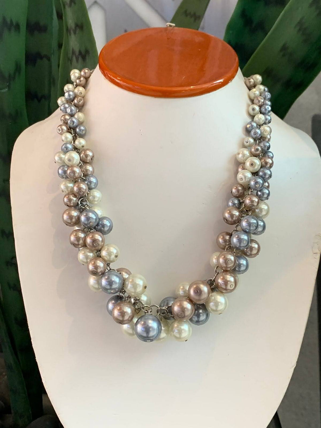 Parasa Pastel Pearl Triple-Strand Twisted Necklace