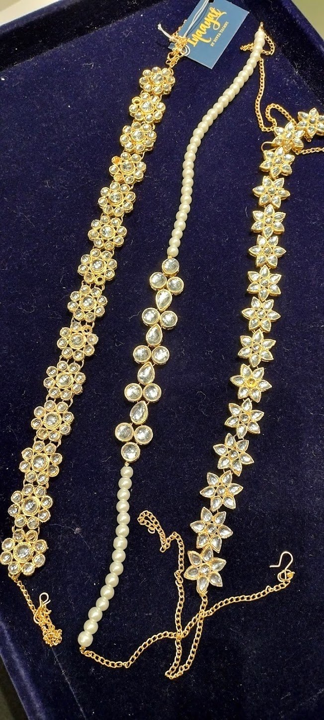 Kundan Star, Flower and Dew Drop Jewellery Headbands|Inaayat by Divya Taimni