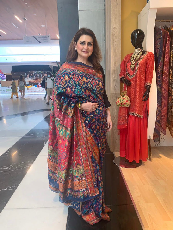 Nayan Silk Blue Colorful Festive Patola Saree