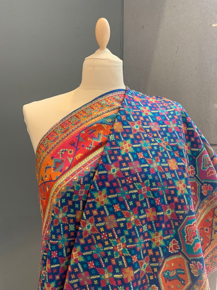 Nayan Silk Blue Colorful Festive Patola Saree