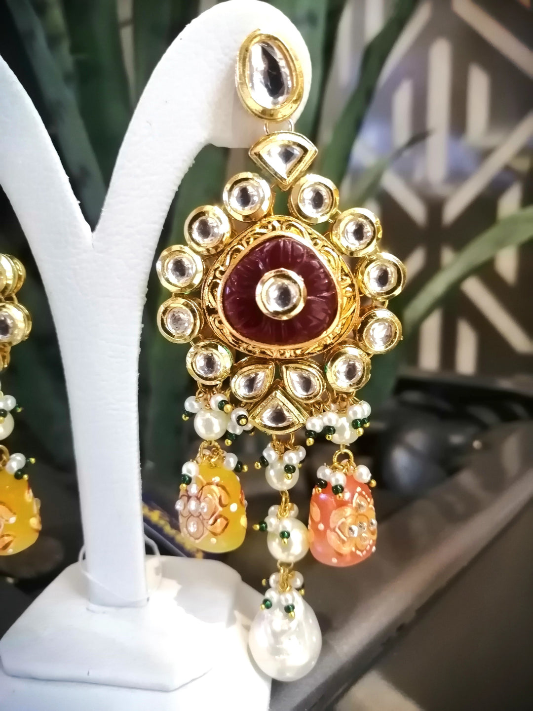 Sarabella Navratan Statement Kundan Earrings|Inaayat by Divya Taimni