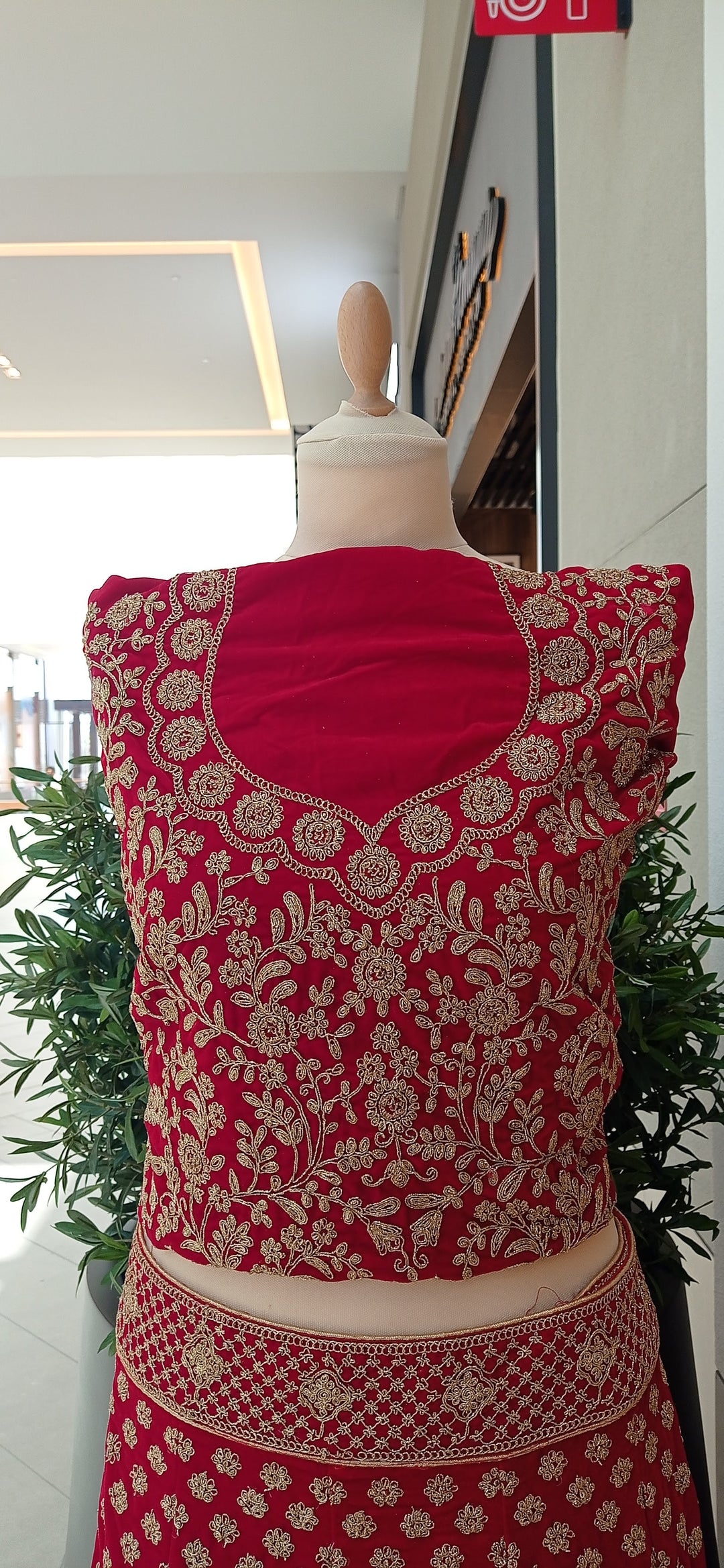 Shagun Red and Gold Velvet and Net Lehenga (Unstitched) | Inaayat by Divya Taimni