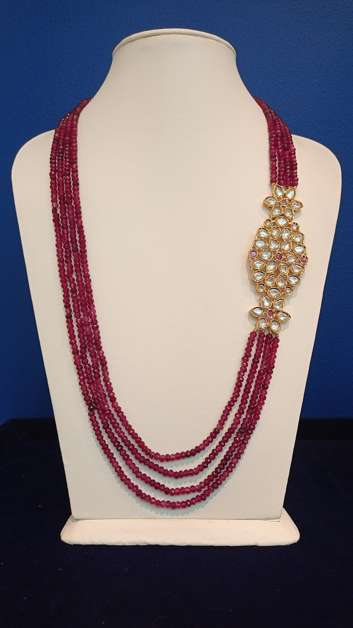 Alana Ruby and Kundan Side-Pendant Necklace and Earrings Set|Inaayat by Divya Taimni