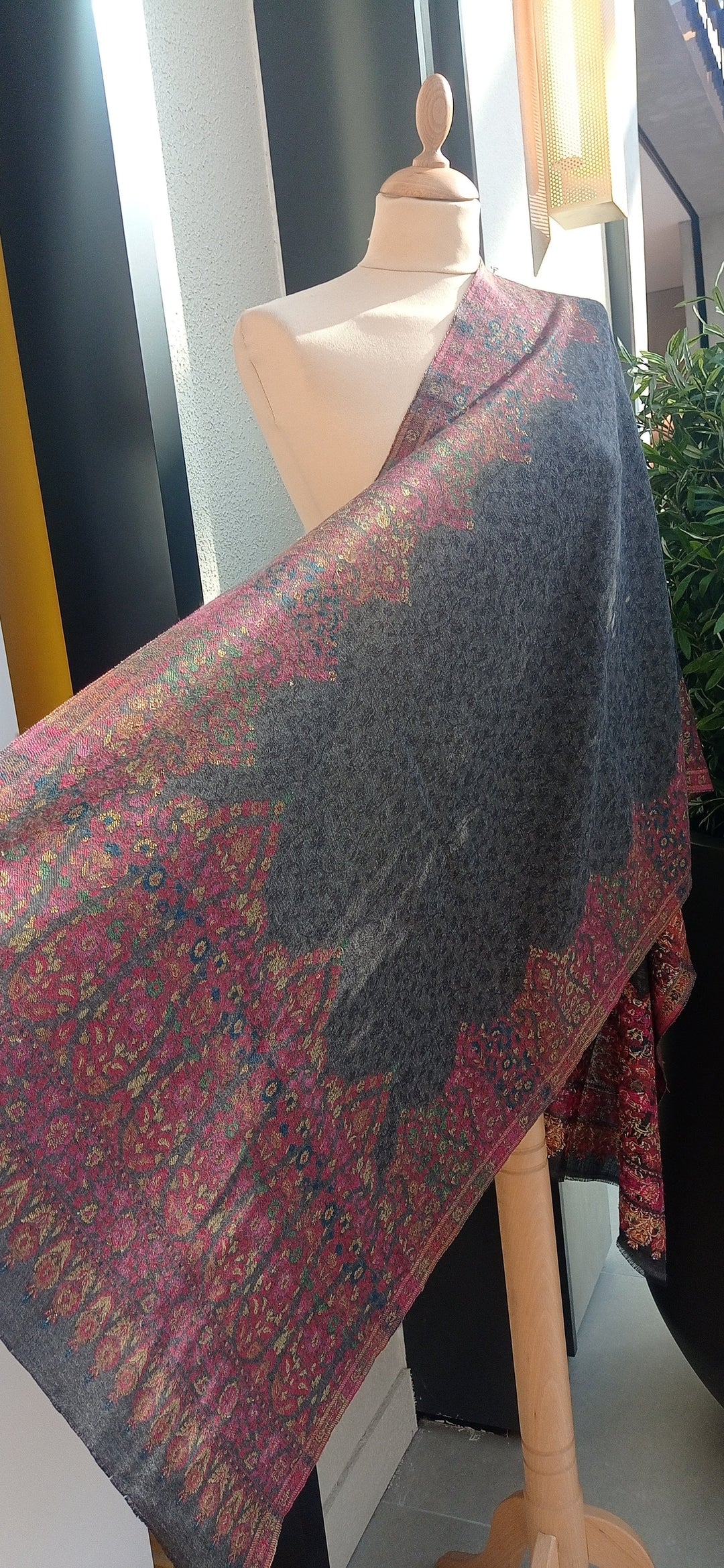 Bhoomi Steel Grey Cashmere Scarf |House Of Inaayat