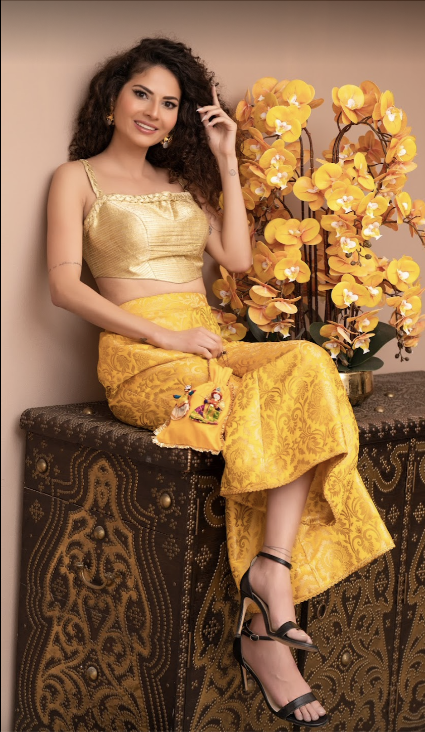 Saisha Gold Braided Bustier and Pants Co-Ord Set (Custom Order)