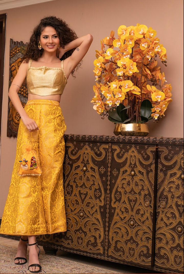 Saisha Gold Braided Bustier and Pants Co-Ord Set (Custom Order)